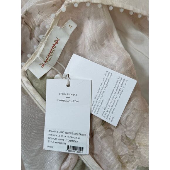 Zimmermann Balance Floral Linen-Silk Minidress AU 4 / US size 12 - Picture 15 of 16